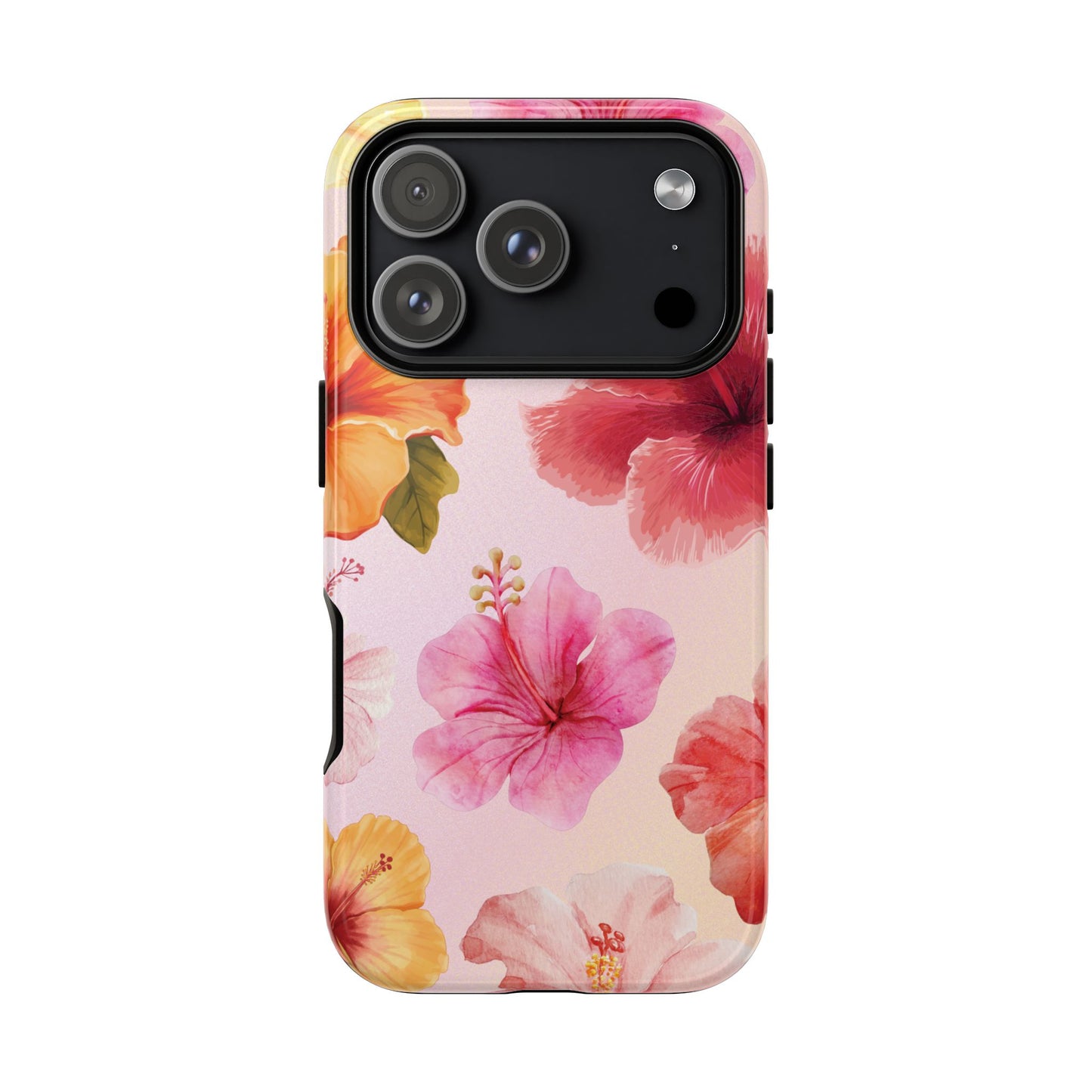 iPhone 17 Pro / Glossy Phone Case - ’Pink Hibiscus Pattern #2’ Phone Case