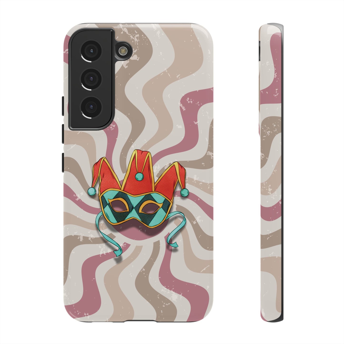 Venetian Jester Mask – Pink Retro Soft Revival Phone Case - Pink Phone Case - Samsung Galaxy S22 / Glossy