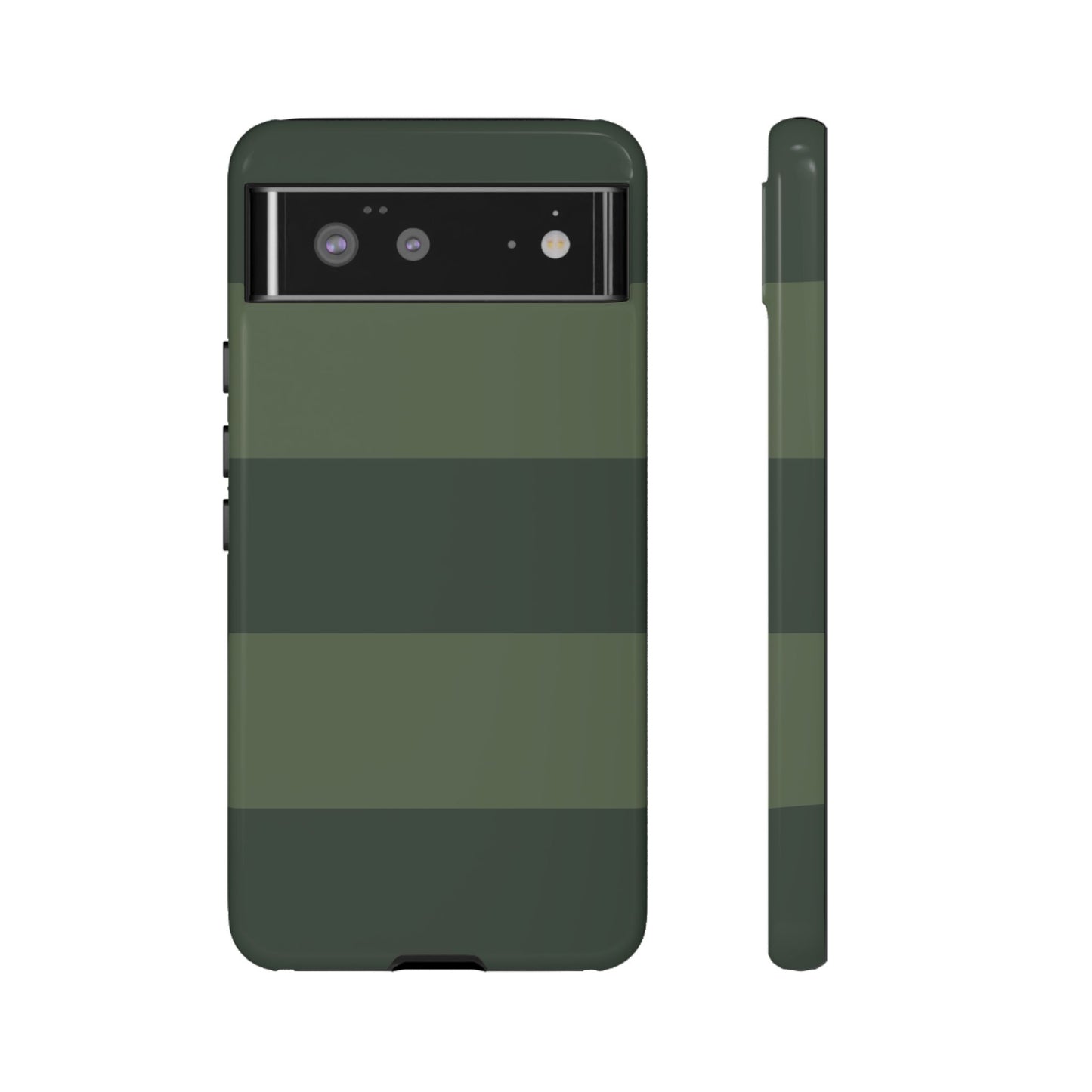 Google Pixel 6 / Glossy Phone Case - Green Horizontal Stripe Pattern Phone Case