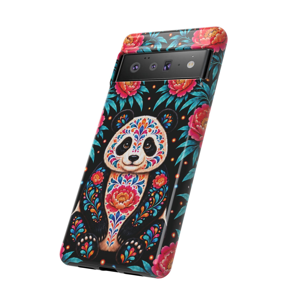 Cute Pink and Turquoise Calavera Panda Phone Case - Multicolor Phone Case