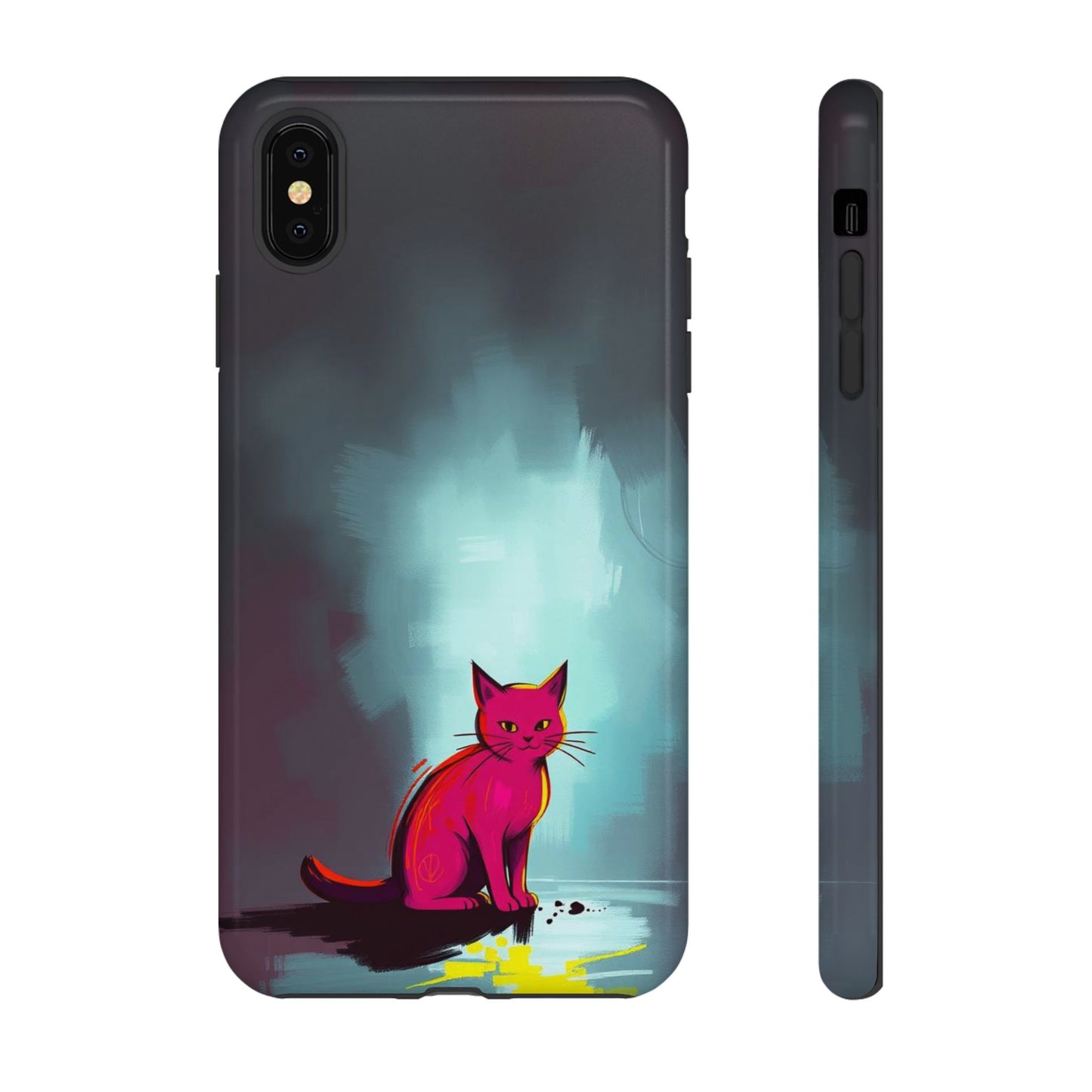 iPhone XS MAX / Glossy Phone Case - Pop Art Moody Cat Design Phone Case