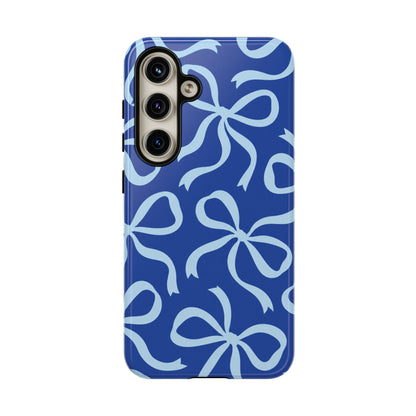 Bold Cobalt Blue and Powder Blue Bow Pattern Phone Case