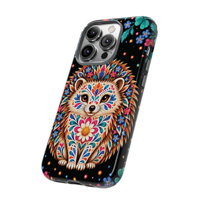 Vibrant Orange and Turquoise Calavera Hedgehog Phone Case - Multicolor Phone Case