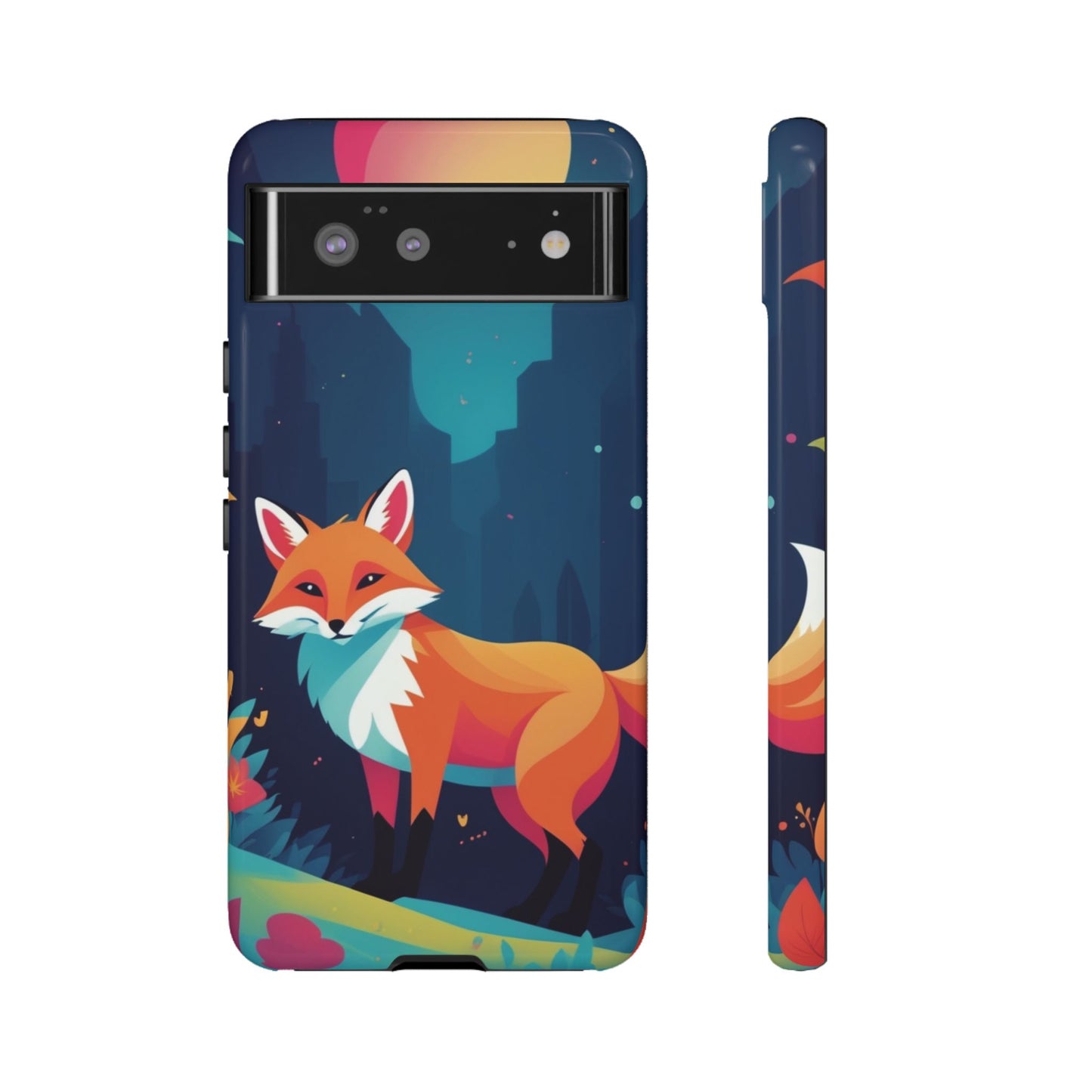 Google Pixel 6 / Glossy Phone Case - Stylised Fox Design Phone Case