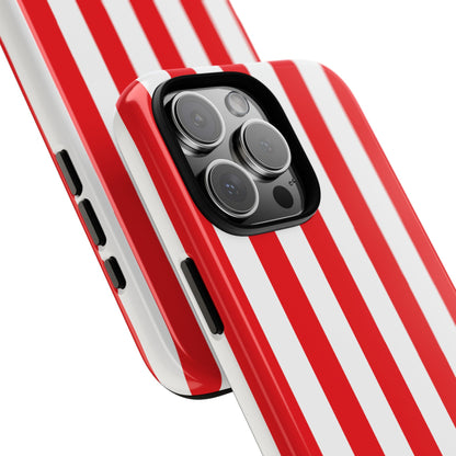 Simple Red & White Stripe Pattern Phone Case - Red Phone Case