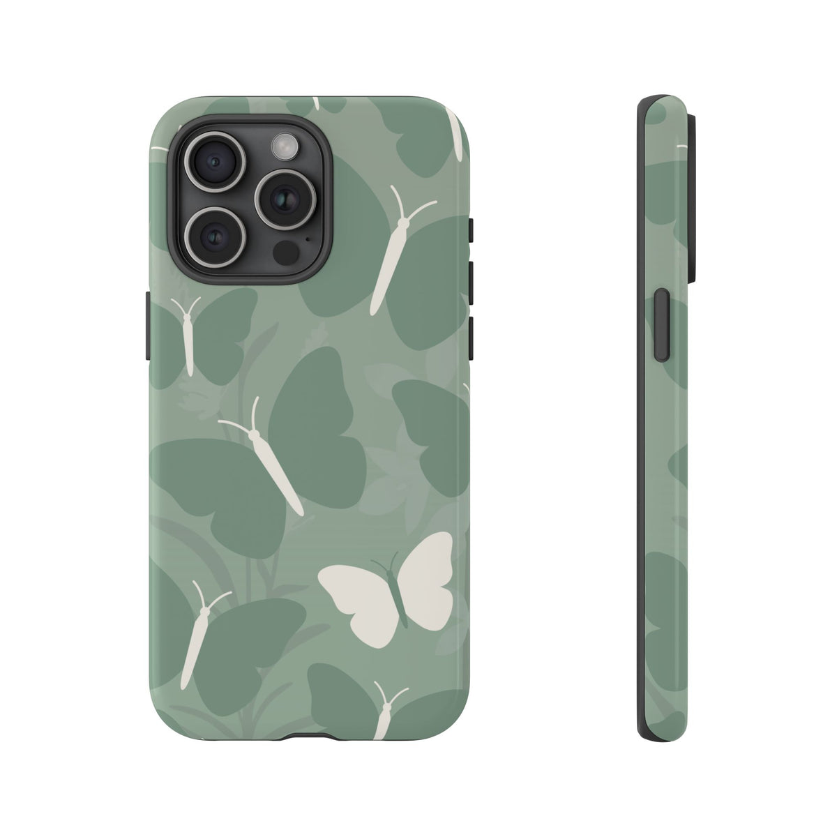 Minimalist Mint Green Butterfly Pattern Phone Case - Green Phone Case - iPhone 15 Pro Max / Glossy