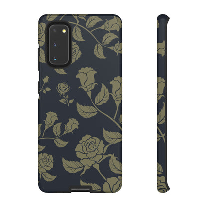 Samsung Galaxy S20 / Glossy Phone Case - ’Blue & Olive Rose Pattern’ Phone Case