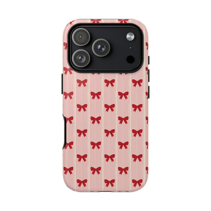 Retro Cherry Red Bow Pattern Phone Case