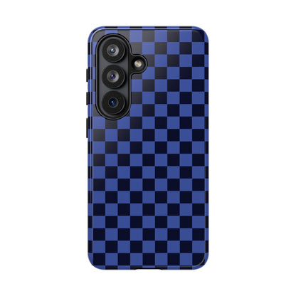 Bold Blue Small Checked Pattern Phone Case - Blue Phone Case - Samsung Galaxy S26 / Glossy