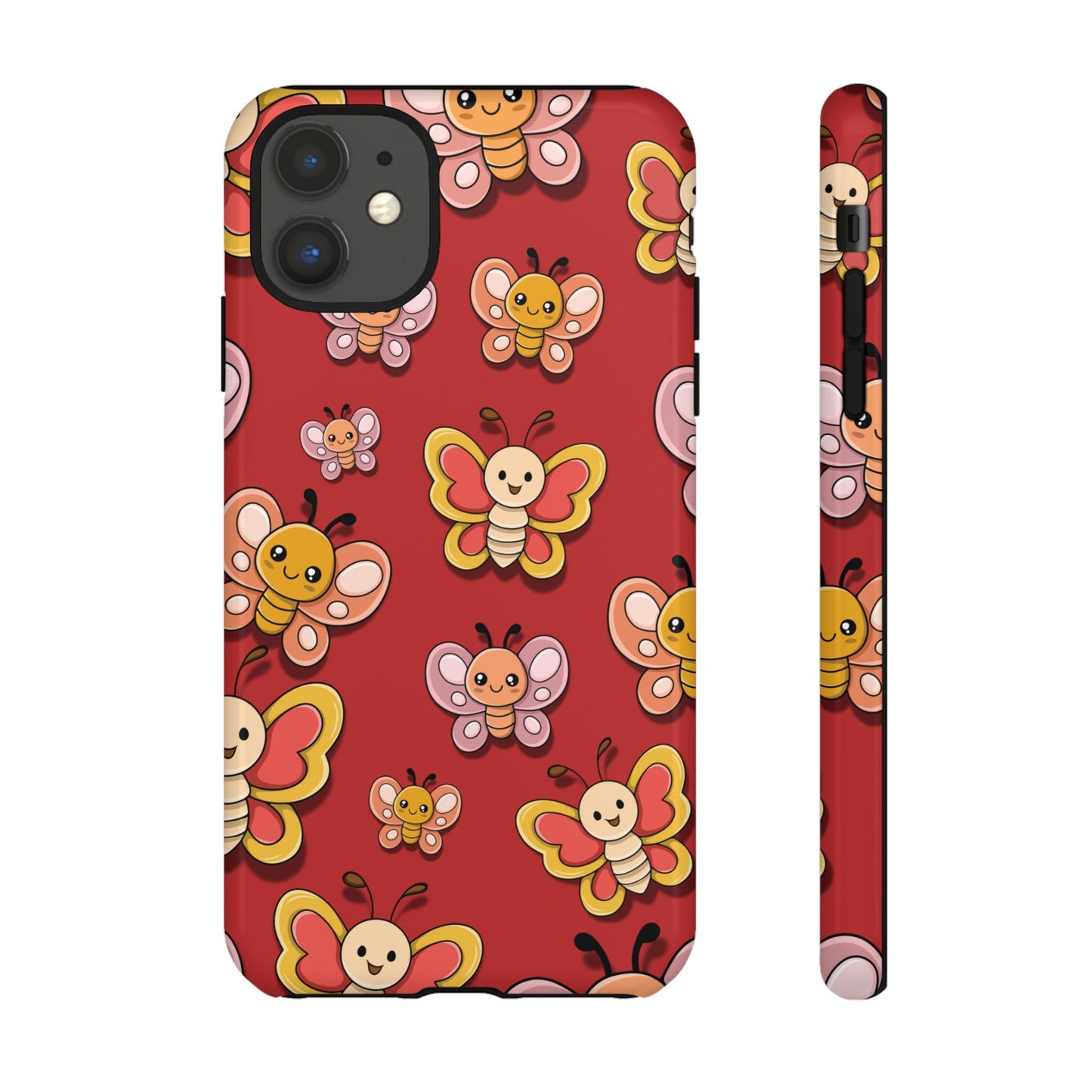 iPhone 11 / Glossy Phone Case - Red Butterfly Sticker Design Phone Case