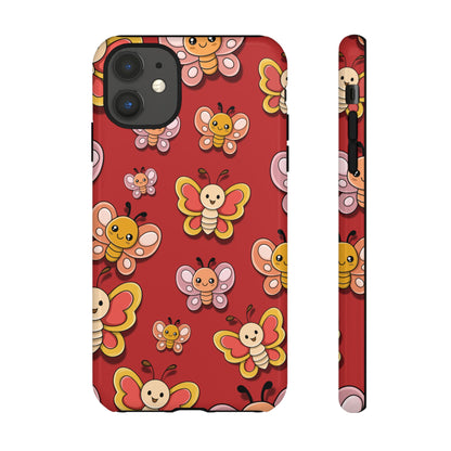 iPhone 11 / Glossy Phone Case - Red Butterfly Sticker Design Phone Case
