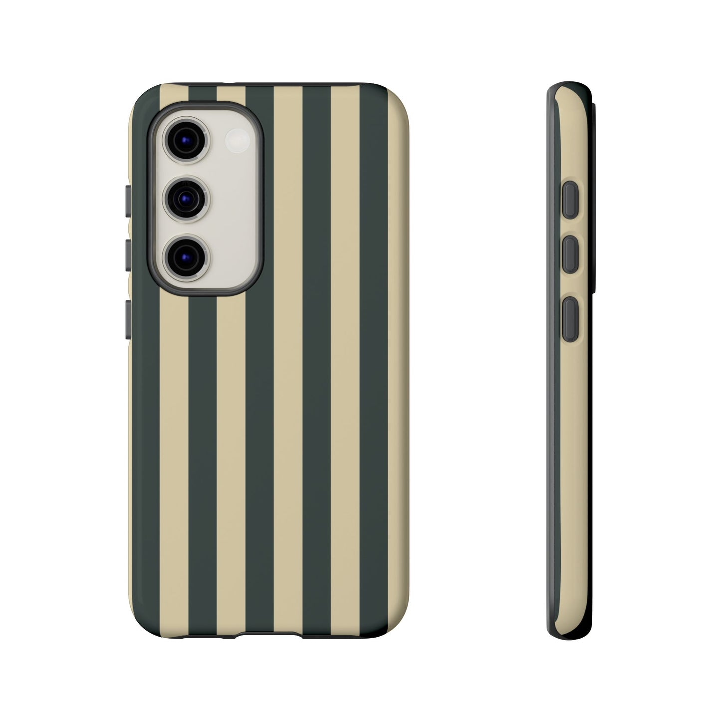 Samsung Galaxy S23 / Glossy Phone Case - ’Green & Beige Stripe Pattern’ Phone Case