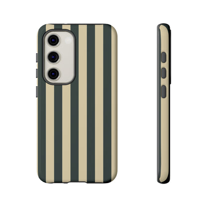 Samsung Galaxy S23 / Glossy Phone Case - ’Green & Beige Stripe Pattern’ Phone Case