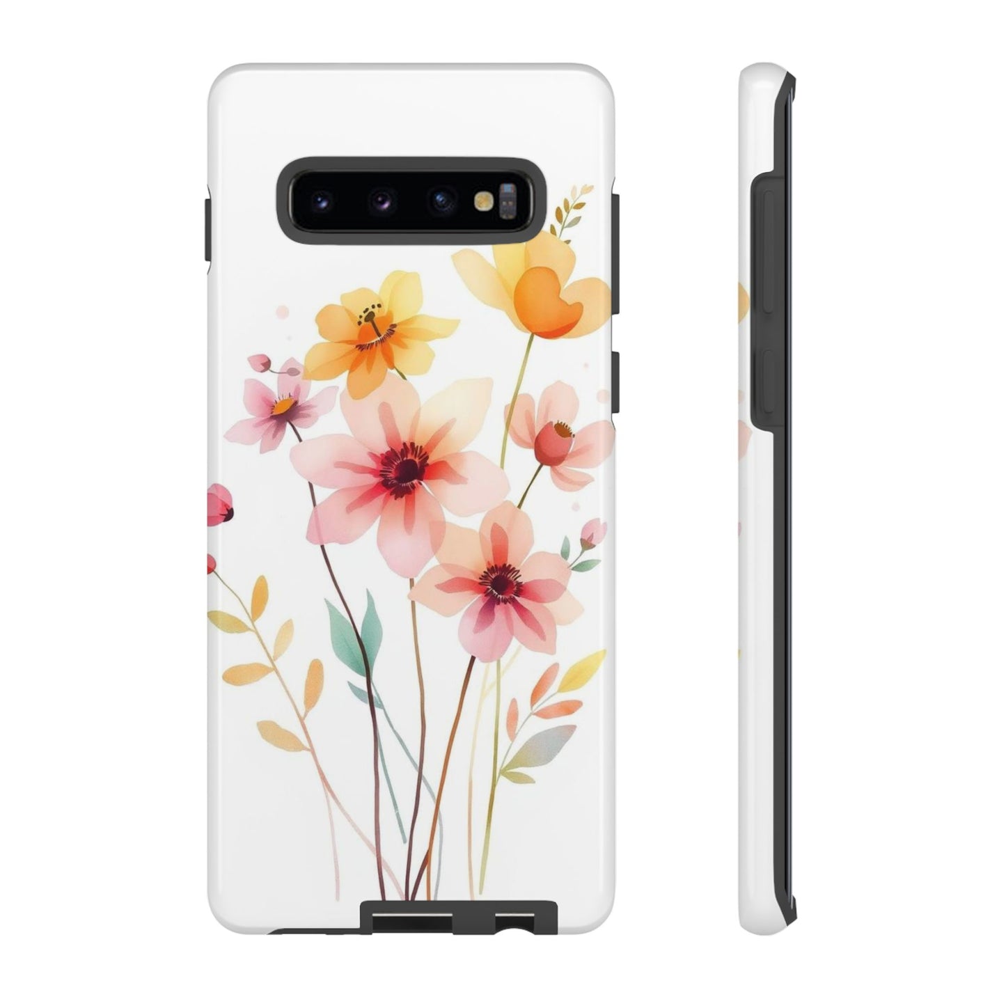 Samsung Galaxy S10 Plus / Glossy Phone Case - Boho Chic Watercolour Blooms Design Phone Case