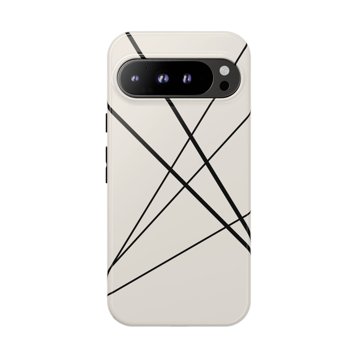 Google Pixel 9 Pro XL / Glossy Phone Case - Abstract White with Black Lines Phone Case