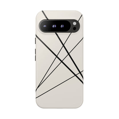 Google Pixel 9 Pro XL / Glossy Phone Case - Abstract White with Black Lines Phone Case