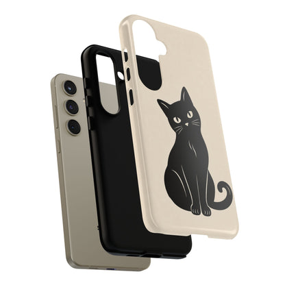Minimalist Cream & Black Cat Phone Case