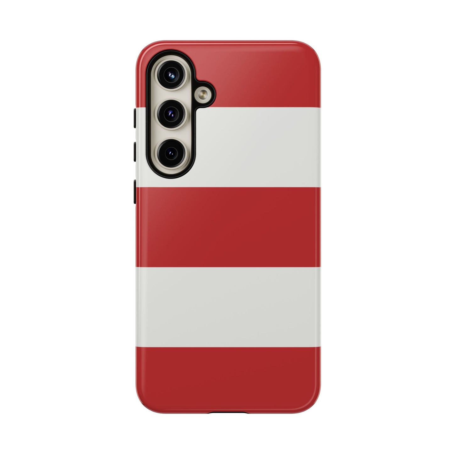 Samsung Galaxy S24 Plus / Glossy Phone Case - Red & White Horizontal Stripe Pattern Phone Case