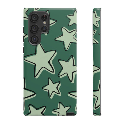 Forest Green Doodle Star Phone Case