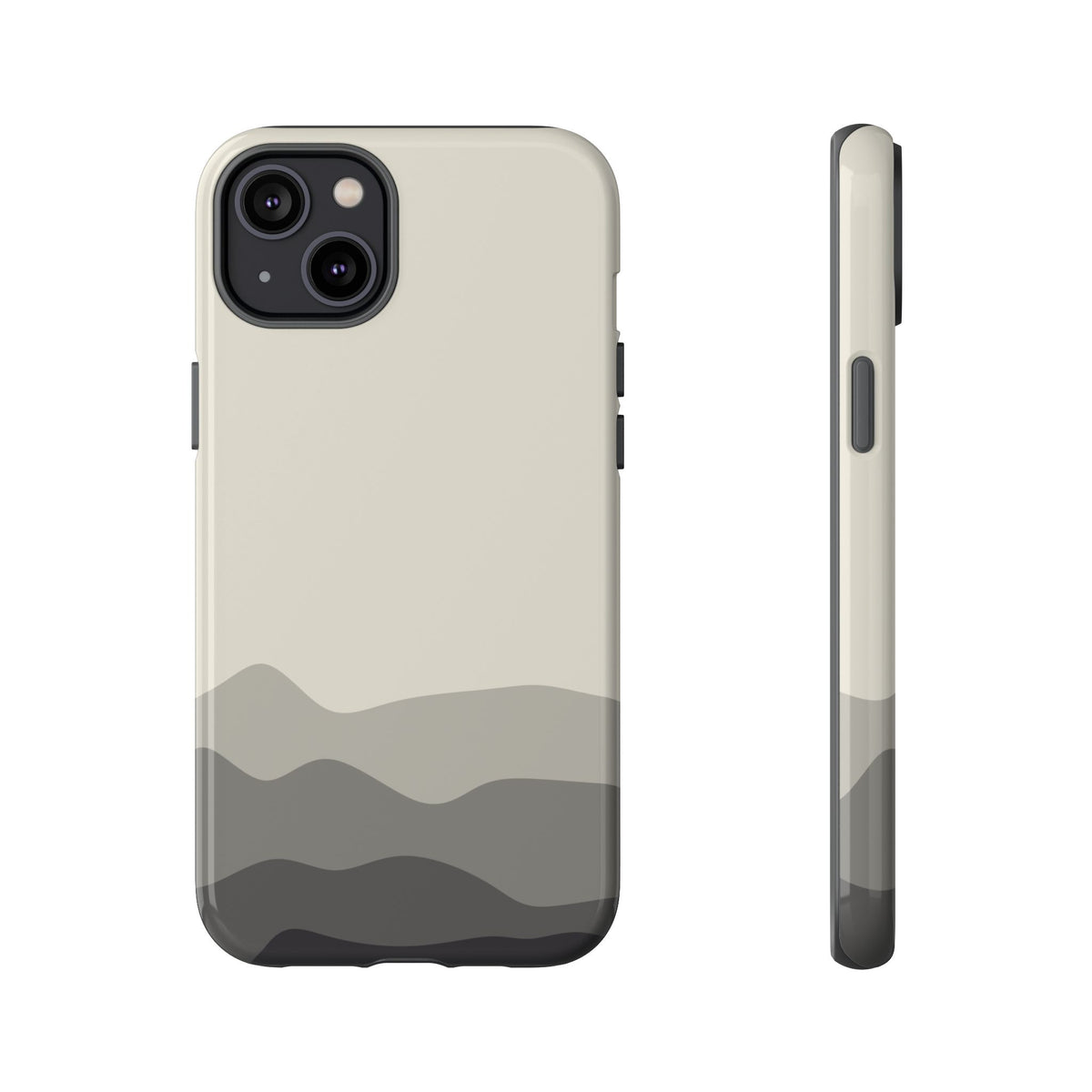 Ivory Abstract Waves Protective Phone Case - White Phone Case - iPhone 14 Plus / Glossy