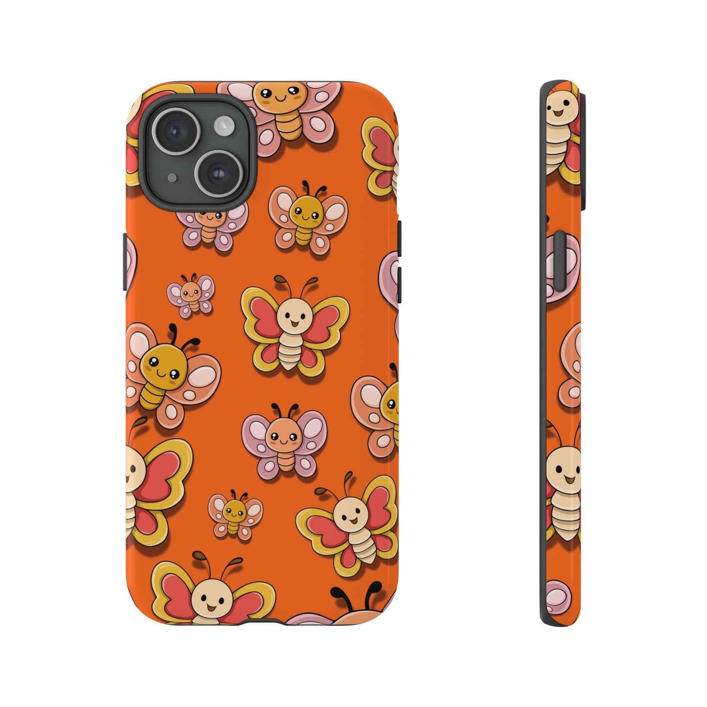 iPhone 15 Plus / Glossy Phone Case - Orange Butterfly Sticker Design Phone Case