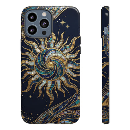 Elegant Navy & Gold Solar Spiral Phone Case