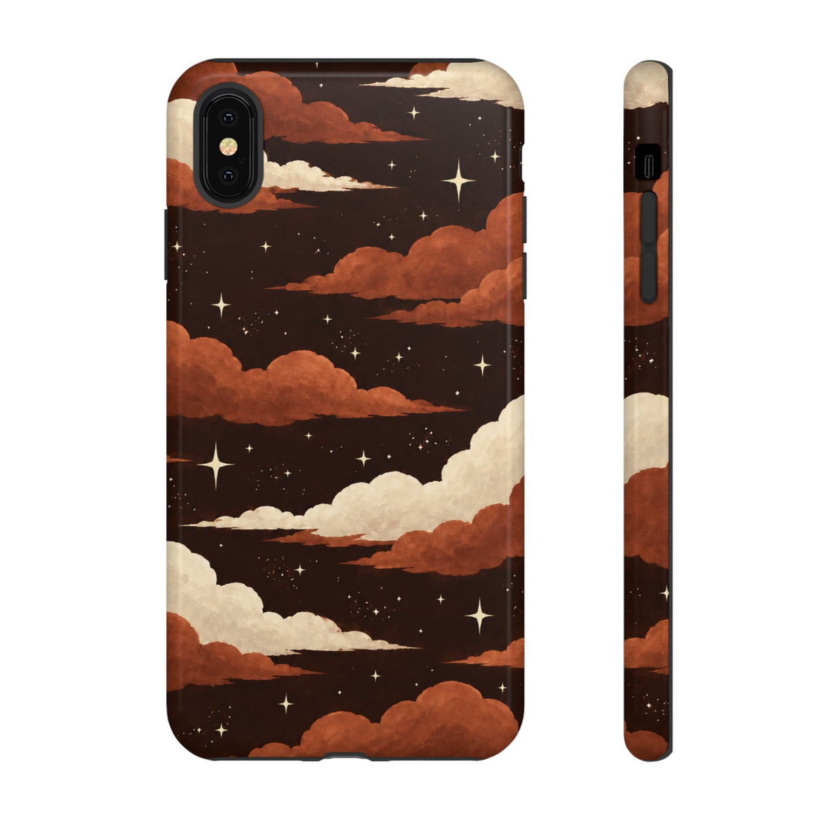 Illustrated Burnt Orange Clouds & Stars Phone Case
