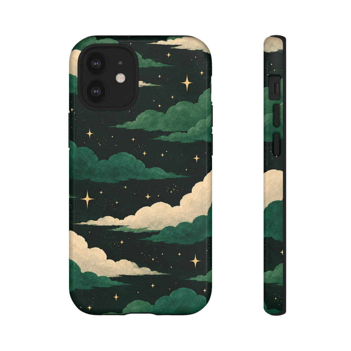 Illustrated Emerald Green Clouds & Stars Phone Case