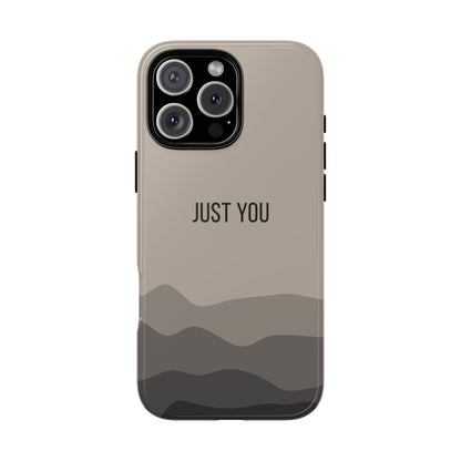 iPhone 16 Pro Max / Glossy Phone Case - Minimalist Beige Waves ’Just You’ Statement Phone Case