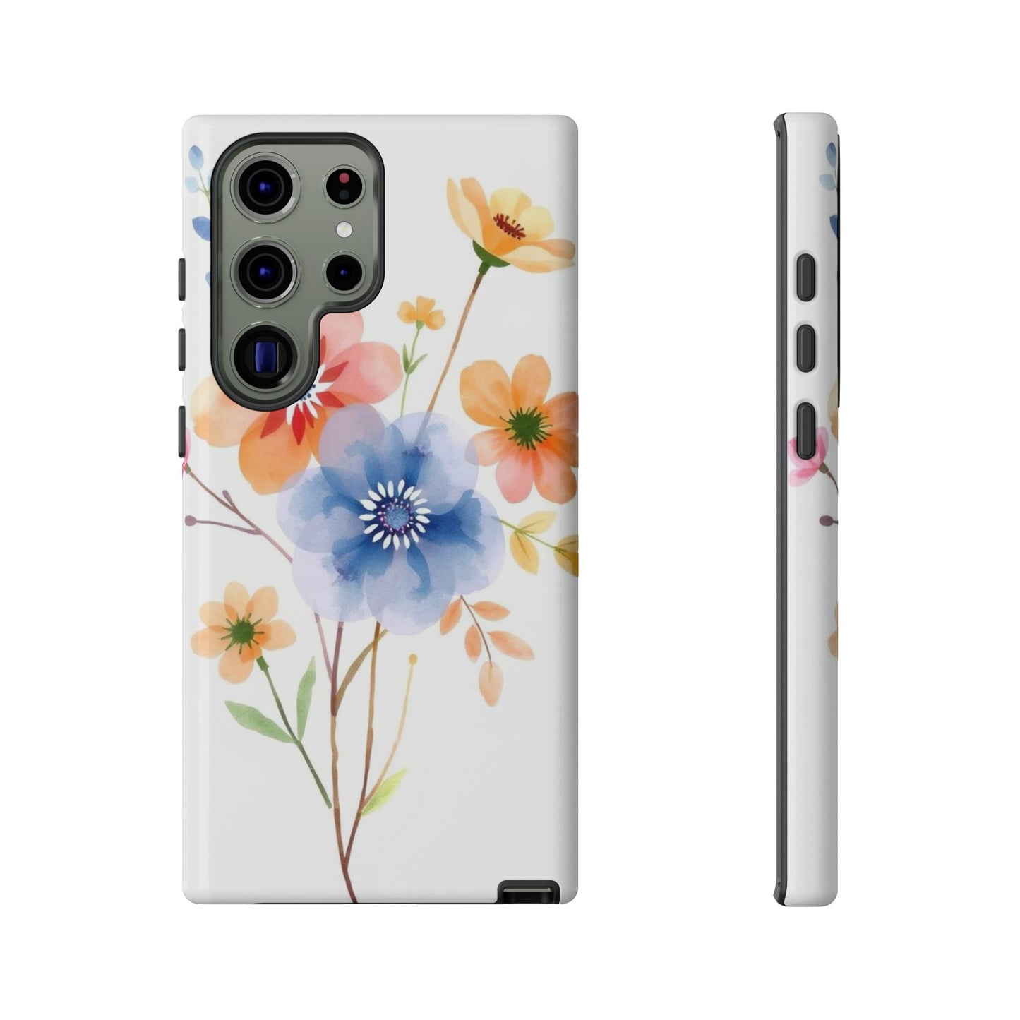 Samsung Galaxy S23 Ultra / Glossy Phone Case - Boho Chic Watercolour Bouquet Pattern Phone Case