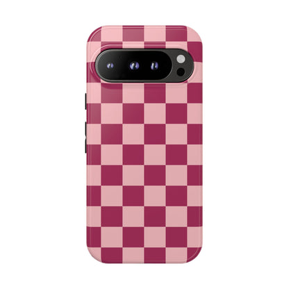 Google Pixel 9 Pro / Glossy Phone Case - ’Pink Checkered Pattern’ Phone Case