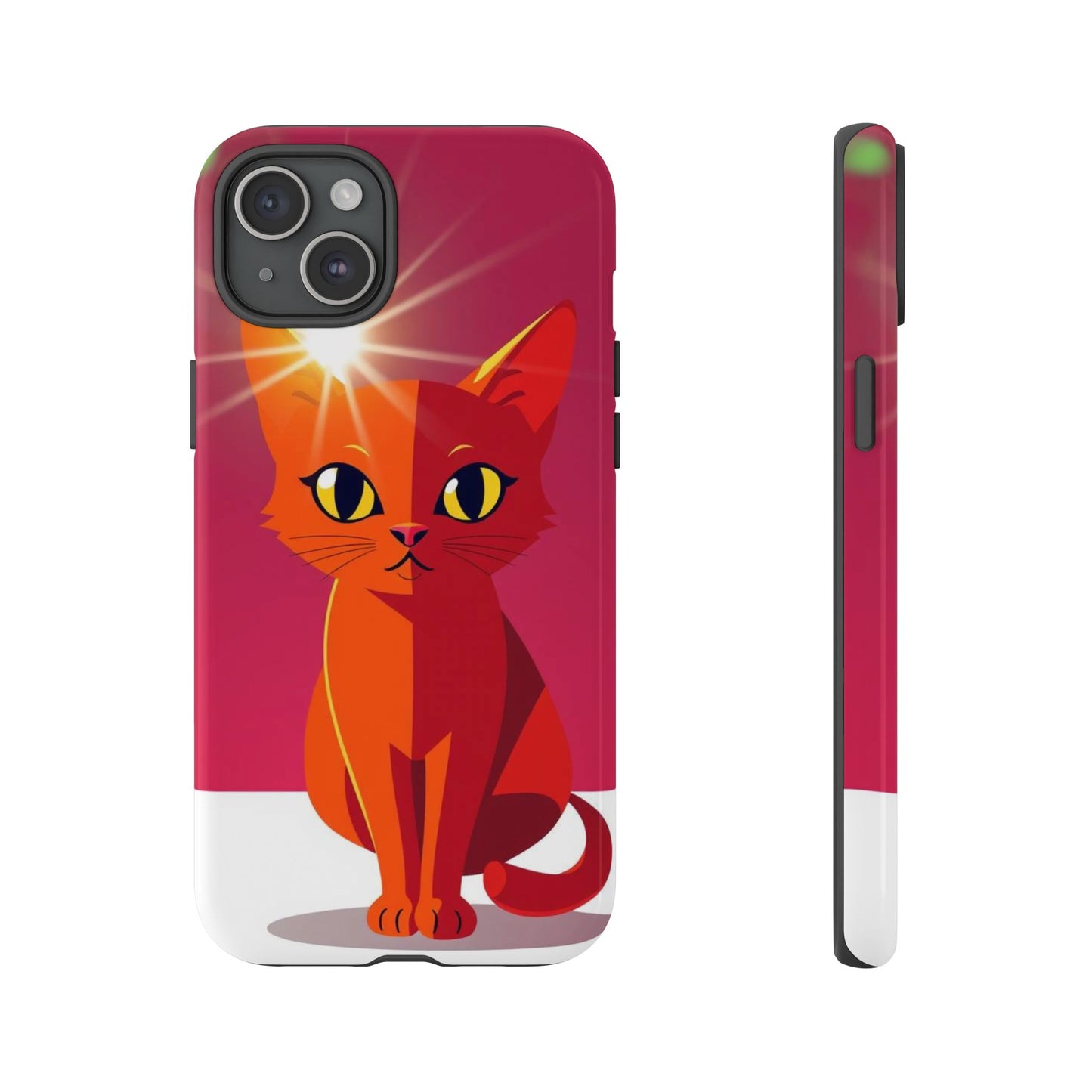 iPhone 15 Plus / Glossy Phone Case - Flashing Cat Design Phone Case
