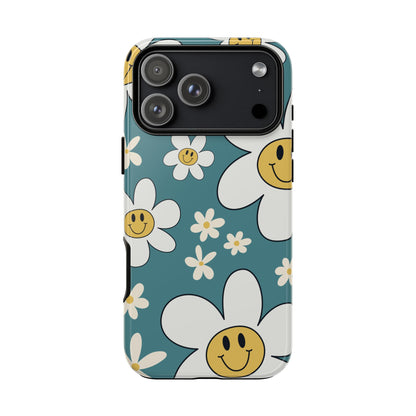 Fun Retro Daisy Pattern with Light Blue Background Phone Case - Blue Phone Case - iPhone 17 Pro Max / Glossy