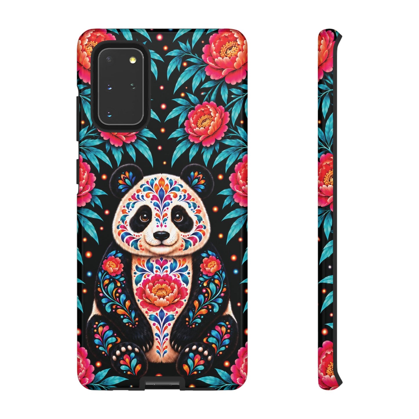 Cute Pink and Turquoise Calavera Panda Phone Case - Multicolor Phone Case - Samsung Galaxy S20+ / Glossy