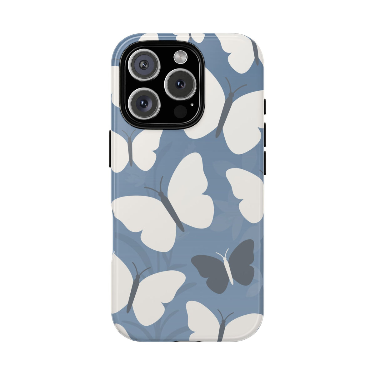 Minimalist Light Blue Butterfly Pattern Phone Case - Blue Phone Case - iPhone 16 Pro / Glossy