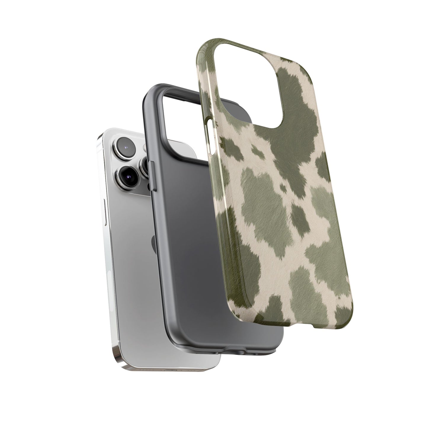 Stylish Olive Green Cow Print Phone Case