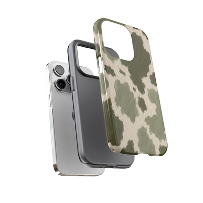 Stylish Olive Green Cow Print Phone Case