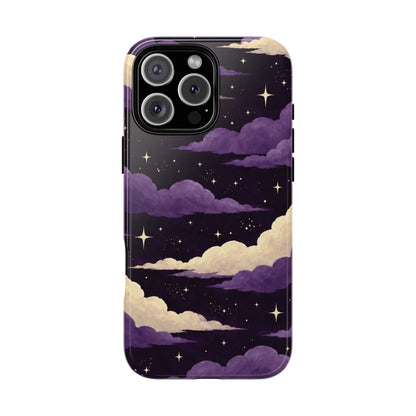 Illustrated Purple Clouds & Stars Phone Case