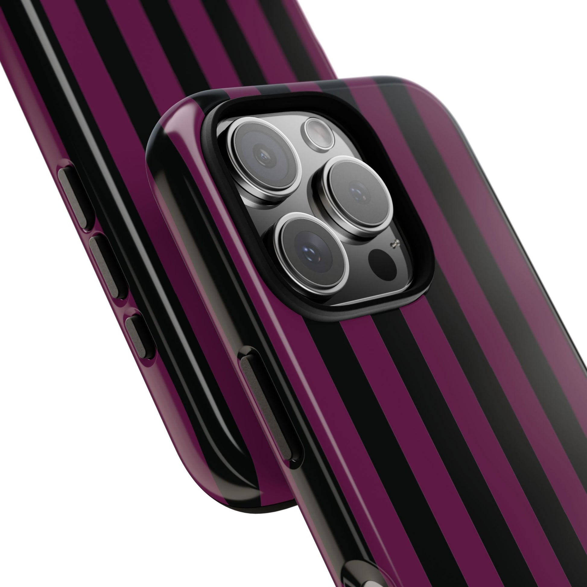 Phone Case - Trendy Plum & Black Stripe Pattern Phone Case