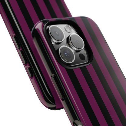 Phone Case - Trendy Plum & Black Stripe Pattern Phone Case