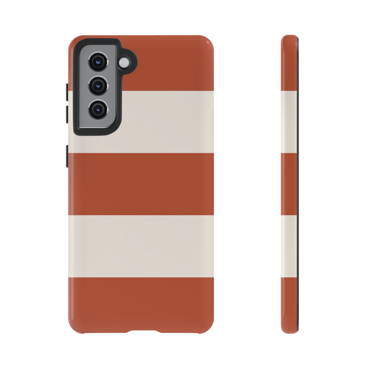 Terracotta Horizontal Stripe Pattern Phone Case - Orange Phone Case - Samsung Galaxy S21 / Glossy