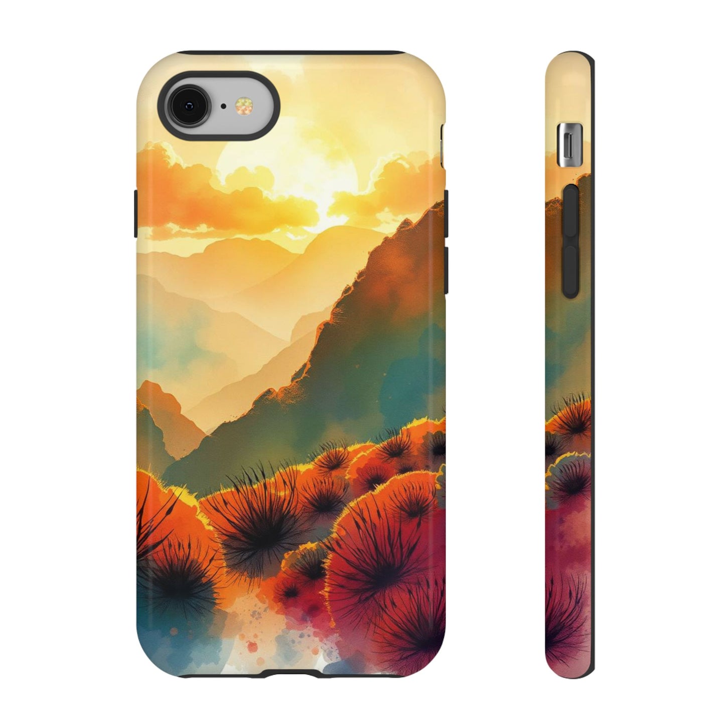 iPhone 8 / Glossy Phone Case - Ideallic Watercolour Sunset Design Phone Case