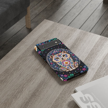 Vibrant Purple and Teal Calavera Hedgehog Phone Case - Multicolor Phone Case