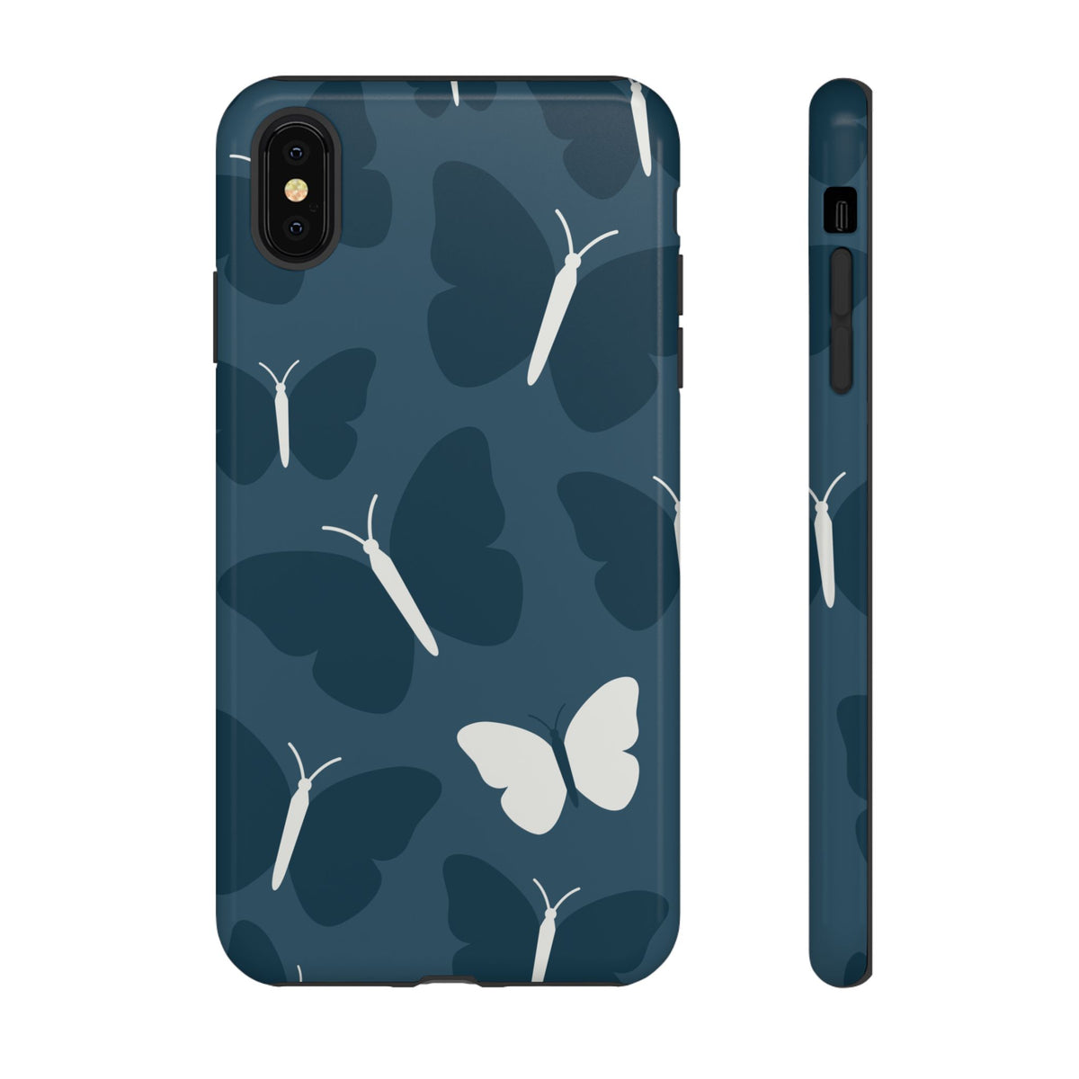 Minimalist Dark Blue Butterfly Pattern Phone Case - Blue Phone Case - iPhone XS MAX / Glossy