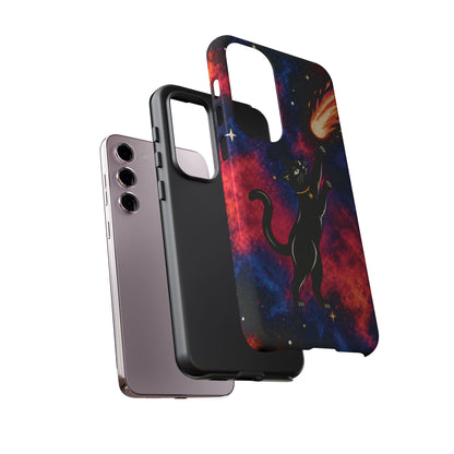 Whimsical Multicolour Celestial Black Cat Phone Case