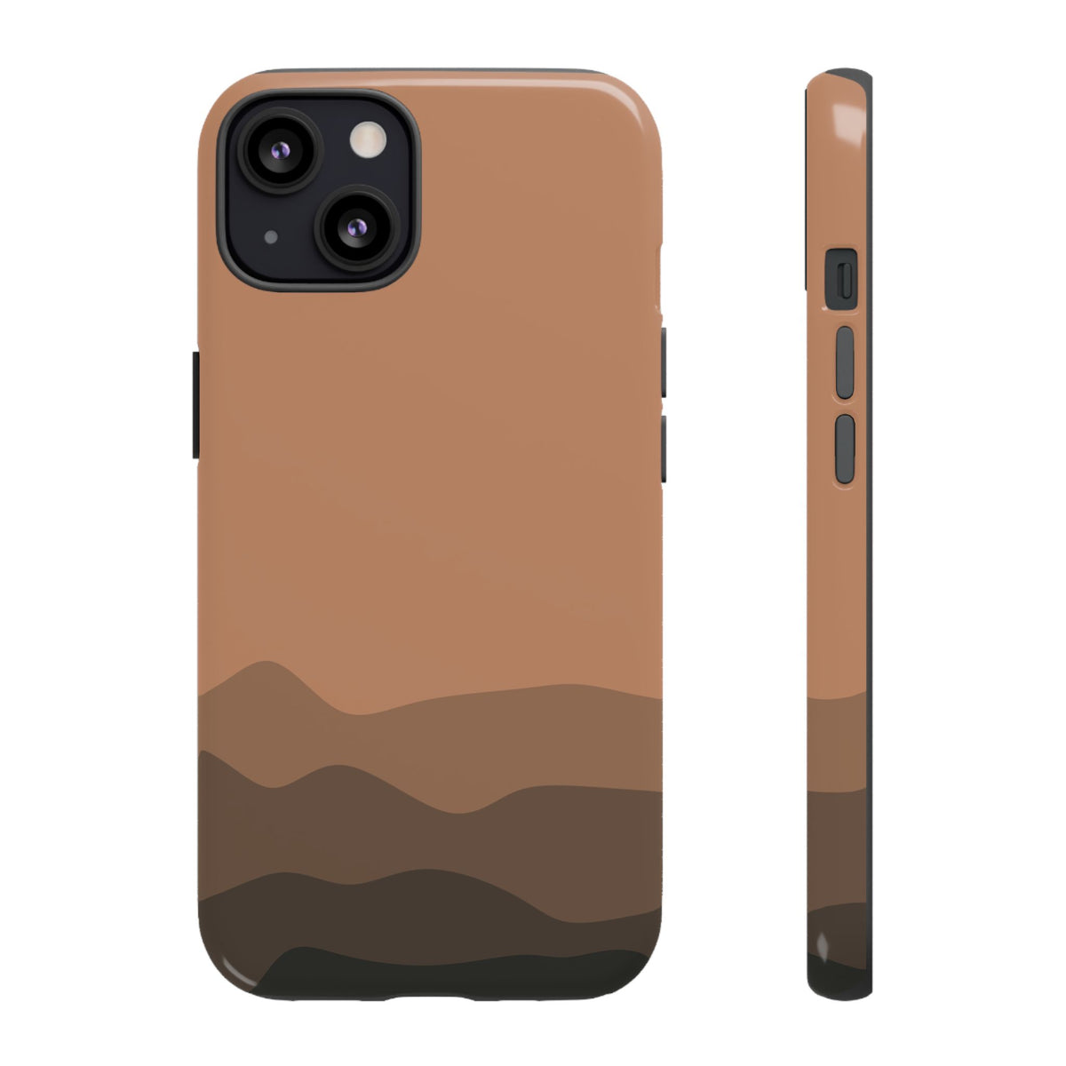 Brown Abstract Waves Protective Phone Case - Brown Phone Case - iPhone 13 / Glossy