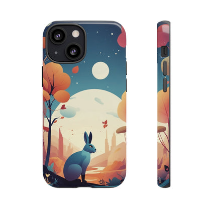 iPhone 13 Mini / Glossy Phone Case - Stylised Blue Hare Design Phone Case