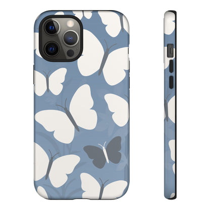 iPhone 12 Pro Max / Glossy Phone Case - Minimalist Light Blue Butterfly Pattern Phone Case