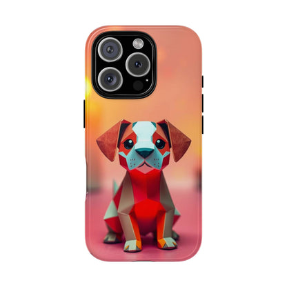 iPhone 16 Pro / Glossy Phone Case - Origami Dog Design Phone Case