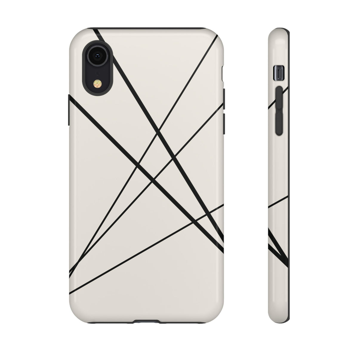 Abstract White with Black Lines Phone Case - White Phone Case - iPhone XR / Glossy
